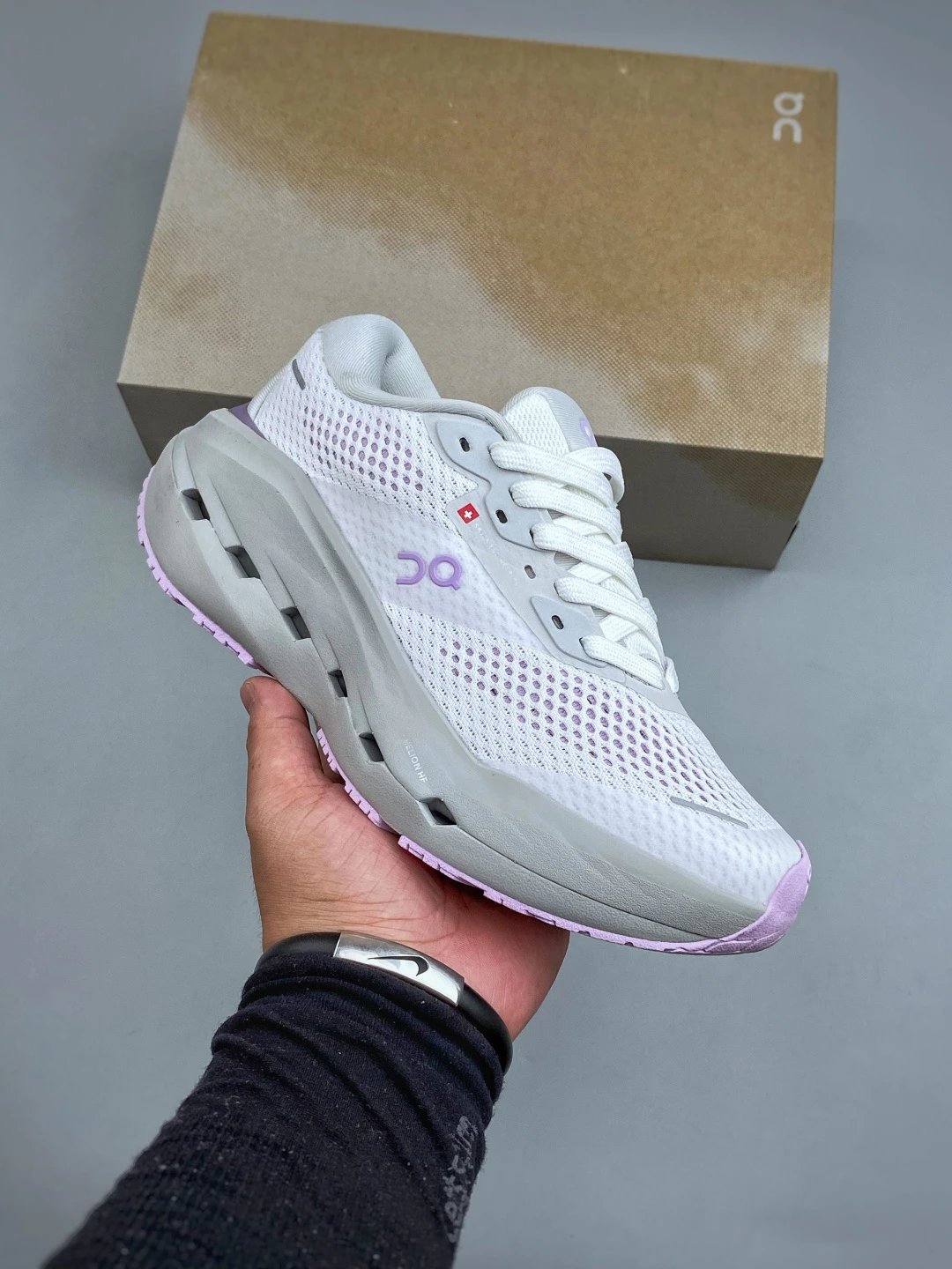On Cloud Runners with Two-Tone Overlays in White and Lilac