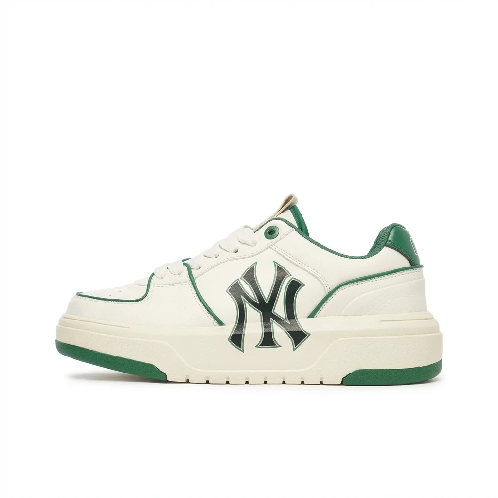 MLB NY Series Retro White and Green Canvas Shoes