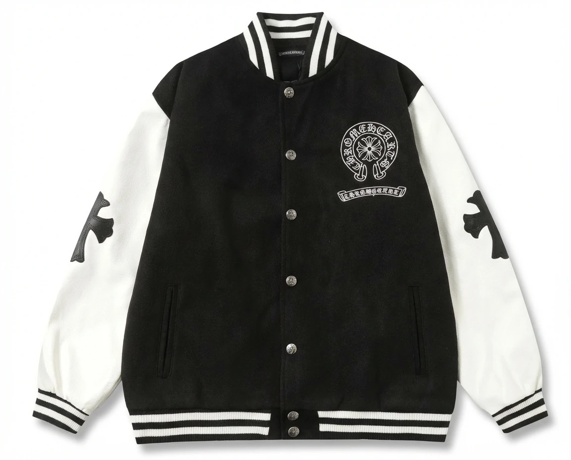 Chrome Hearts Cross Black and White Baseball Jacket