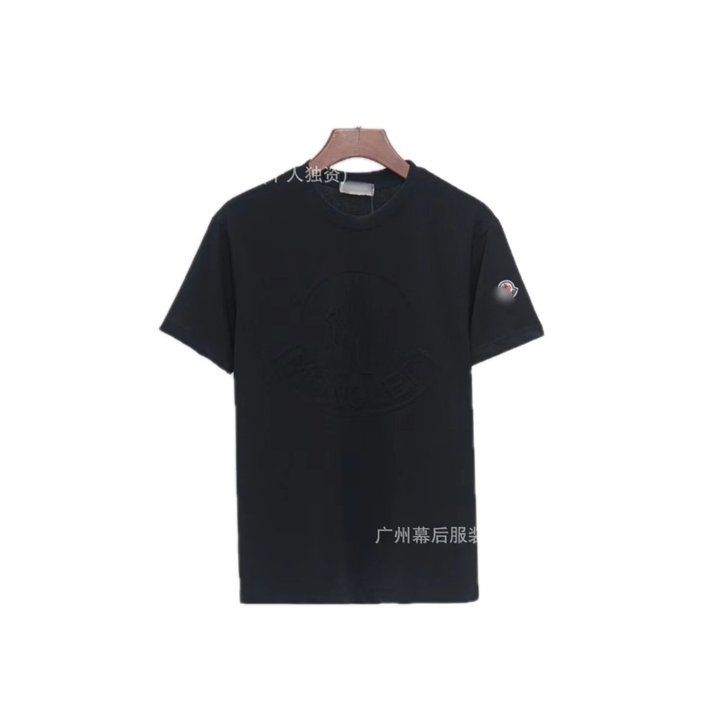 Moncler Embossed Streetwear Style Black Short-Sleeve T-Shirt