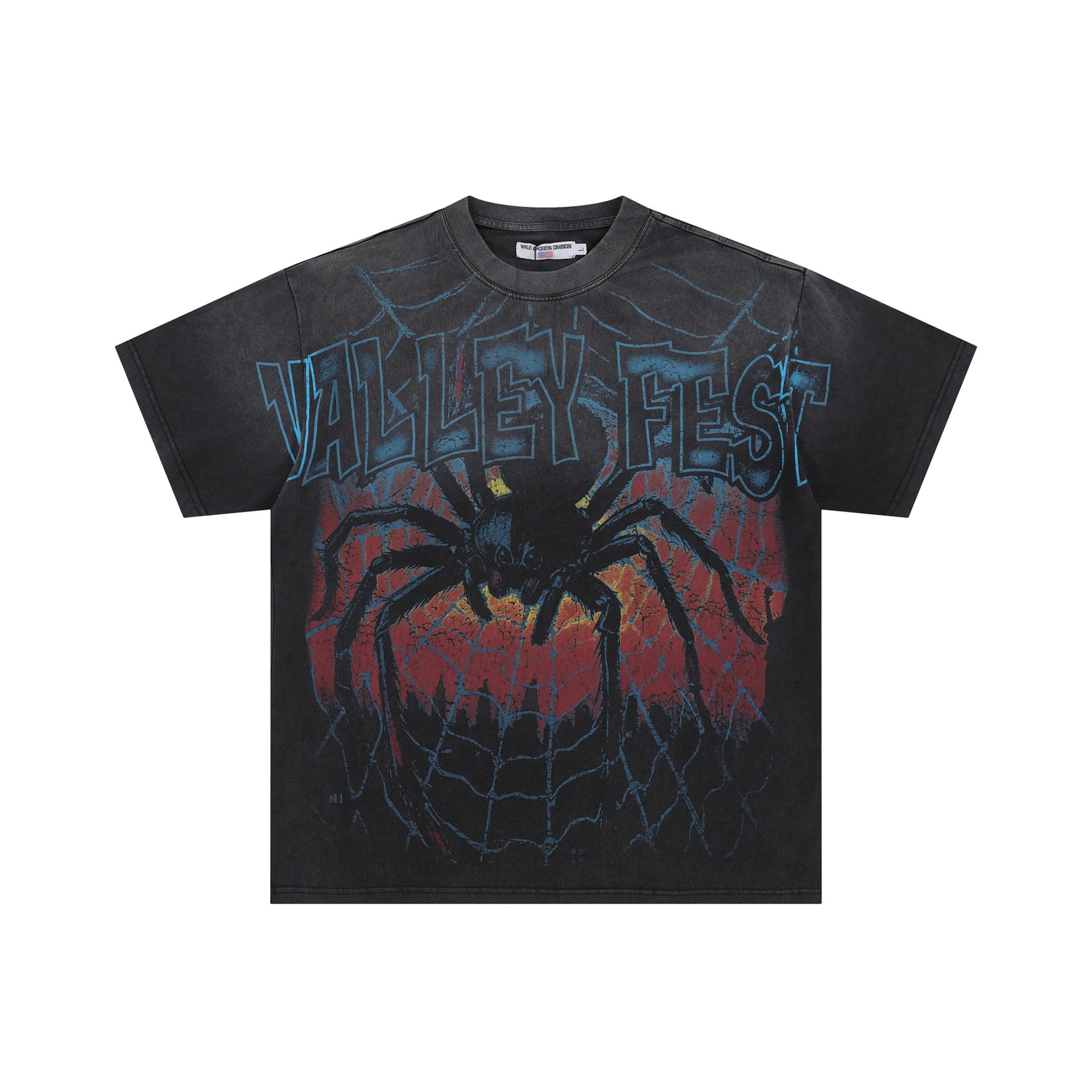 Valley Fest Spider Vintage Distressed Black T-Shirt