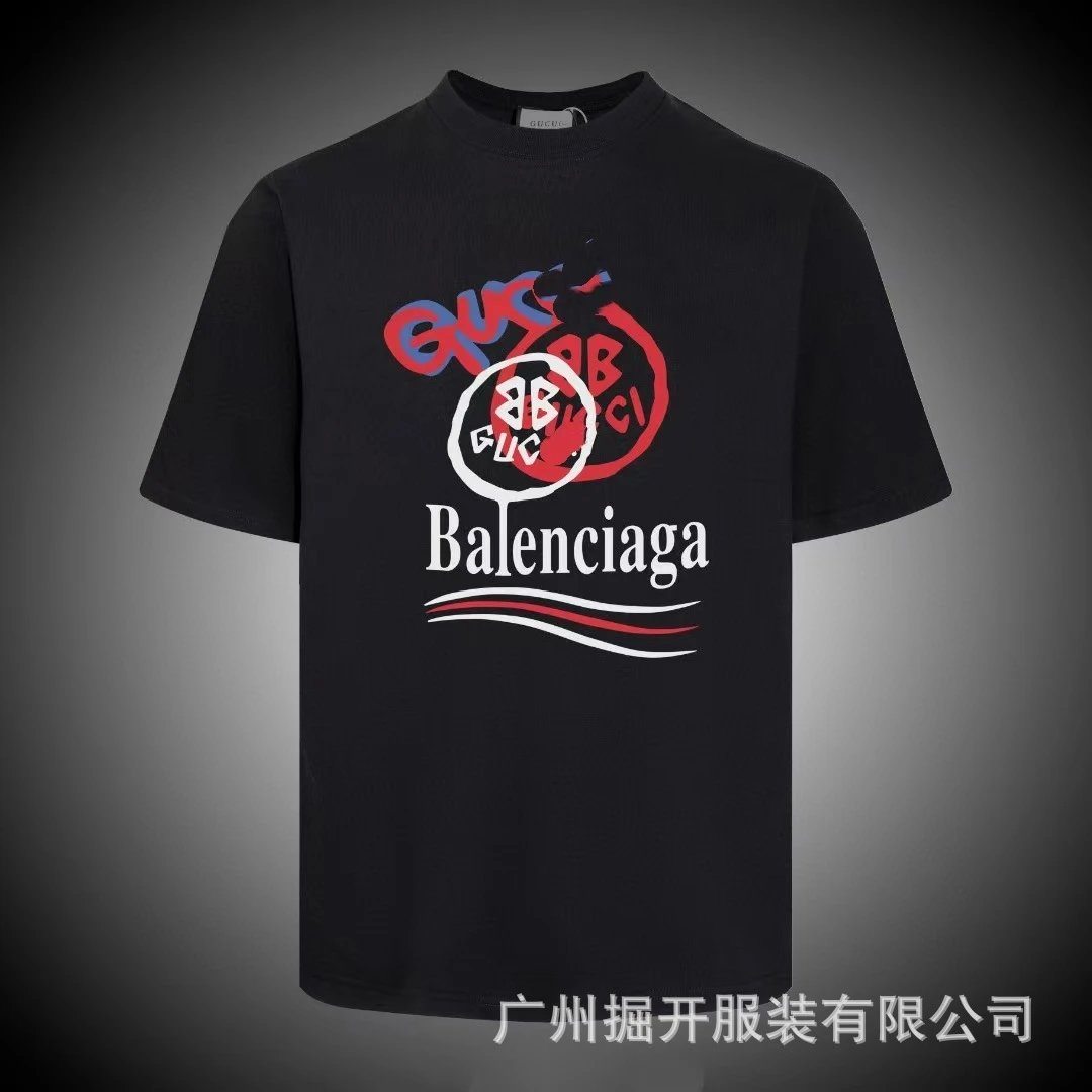 Balenciaga Co-branded Graffiti-style Black T-shirt