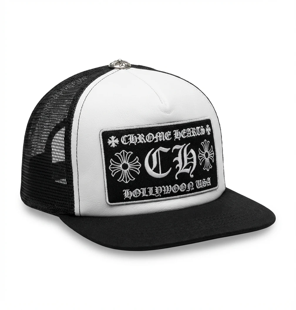 Chrome Hearts Black and White Trendy Baseball Cap