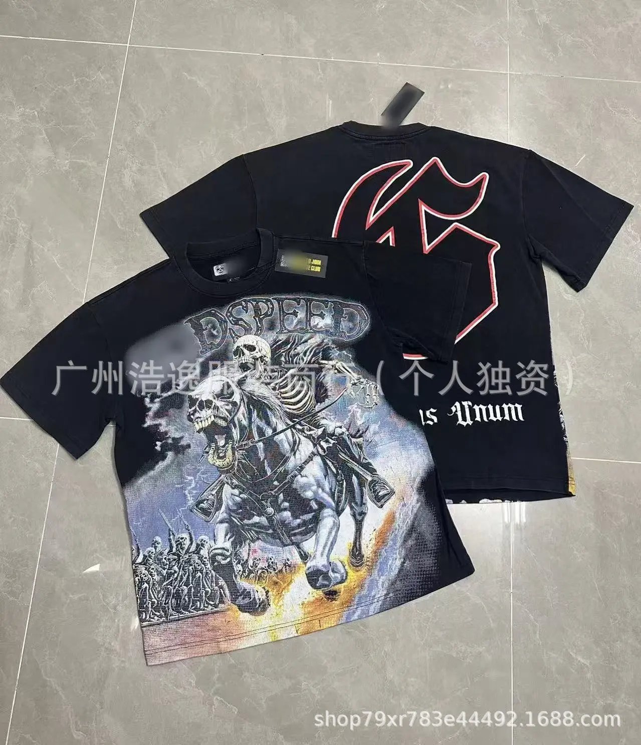 GOD Skeleton Knight Street Style Black T-Shirt