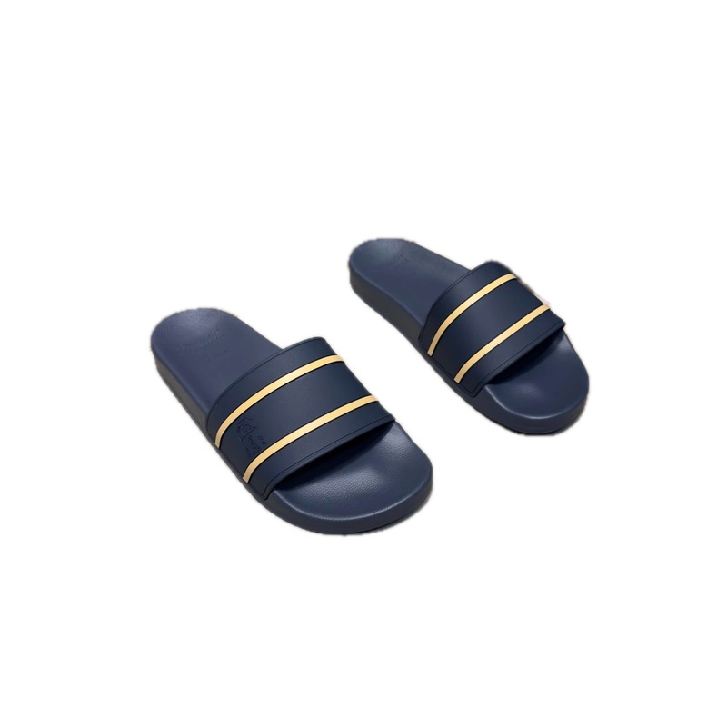 Brunello Cucinelli Casual Striped Navy Blue Slide Sandals