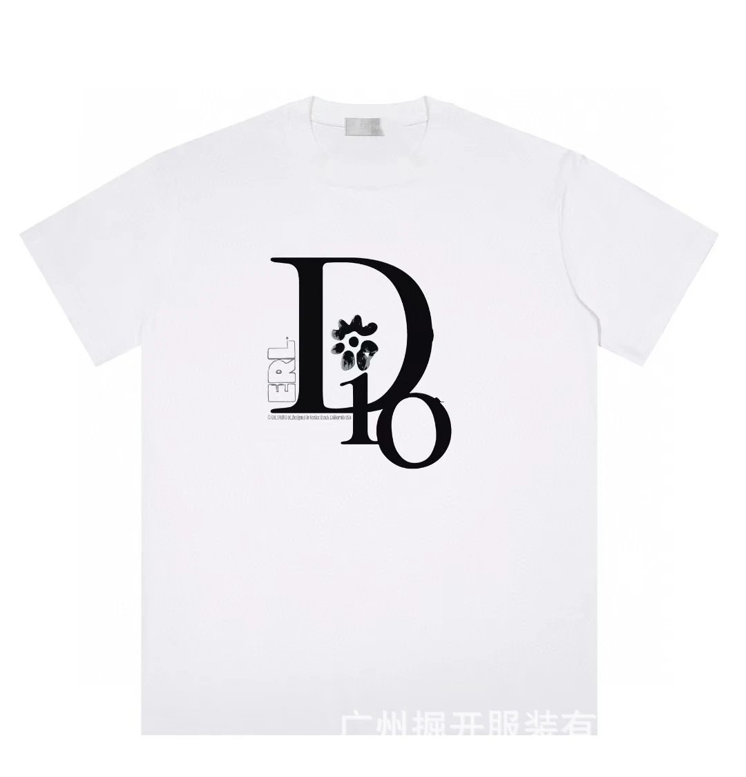 Dior Co-branded Trendy Style Printed White T-Shirt