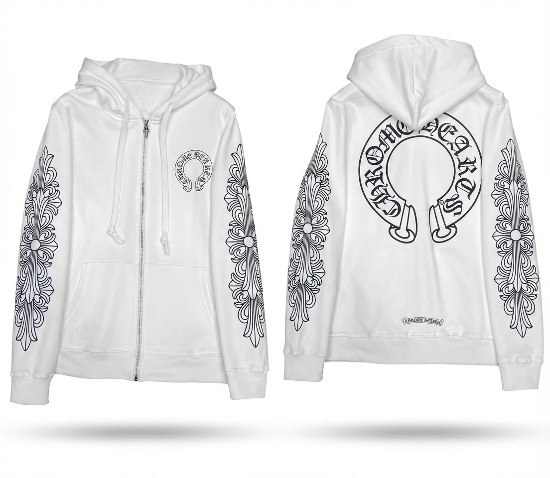 Chrome Hearts Printed Trendy and Cool Style White Hoodie