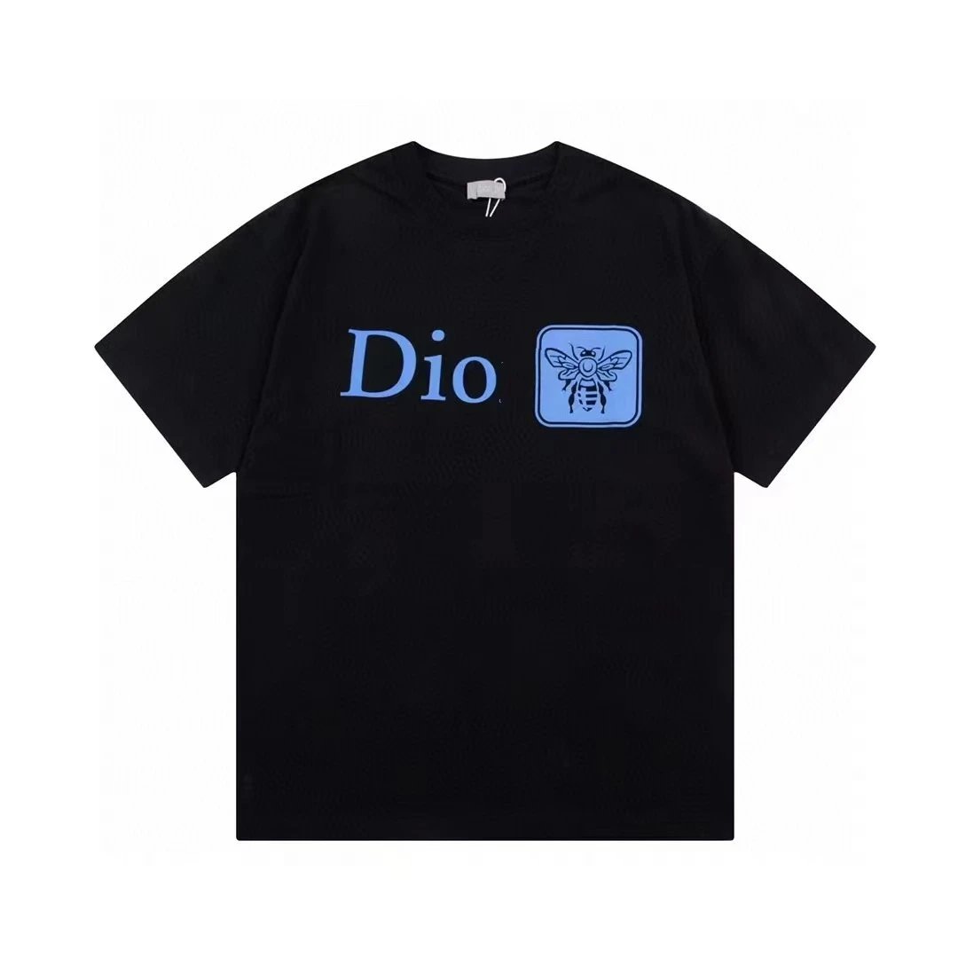 Dior Bee Print Trendy Style Black T-Shirt