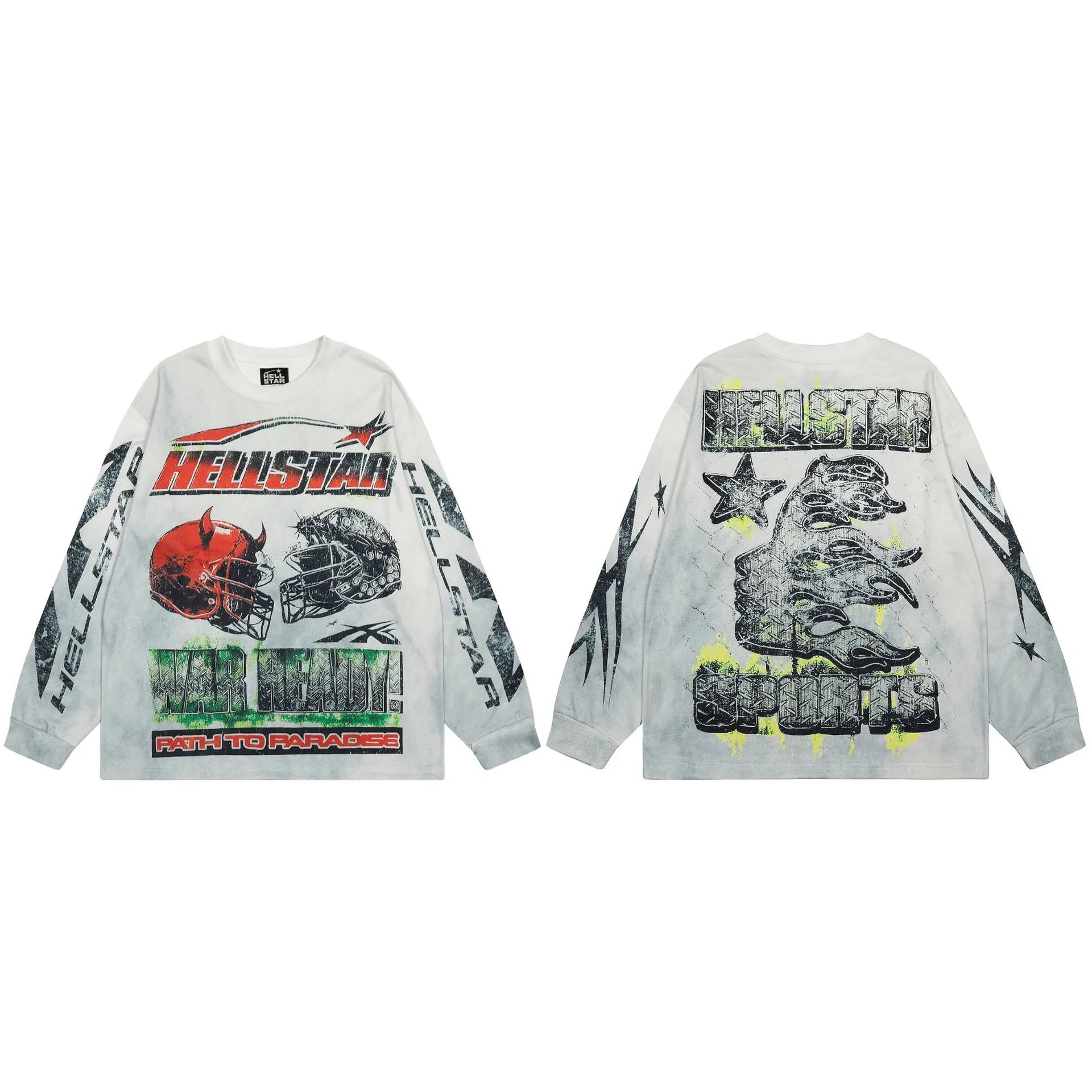 Hellstar Sports Vintage Distressed Off-white Long Sleeve T-Shirt