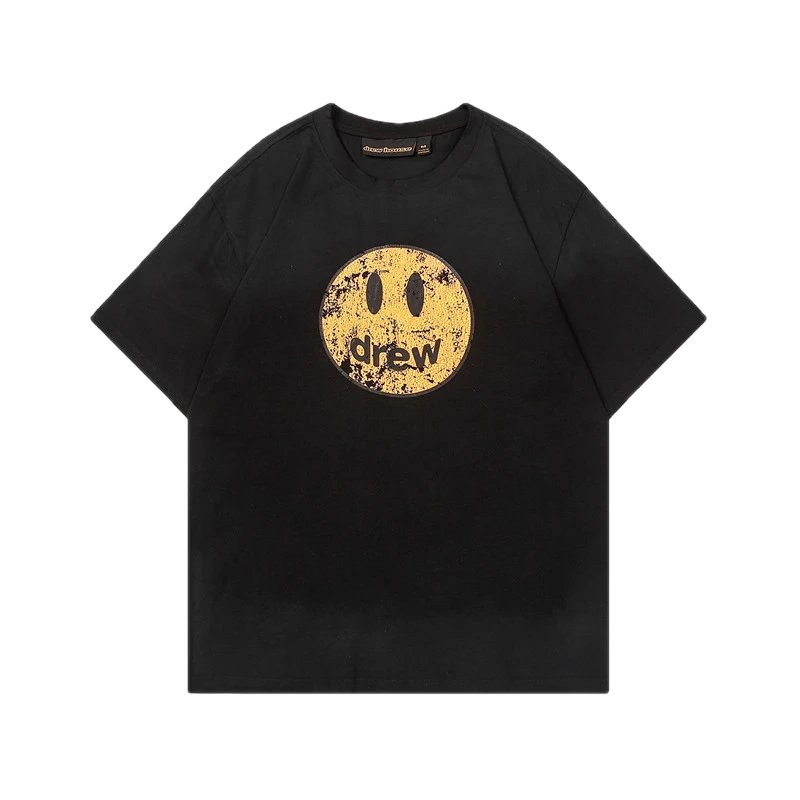 DREW Smiley Series Street Style Black T-shirt
