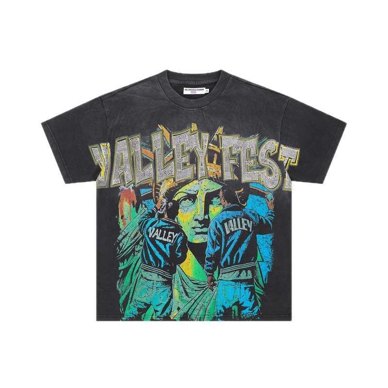 ValleyFest Vintage Street Distressed Black T-Shirt