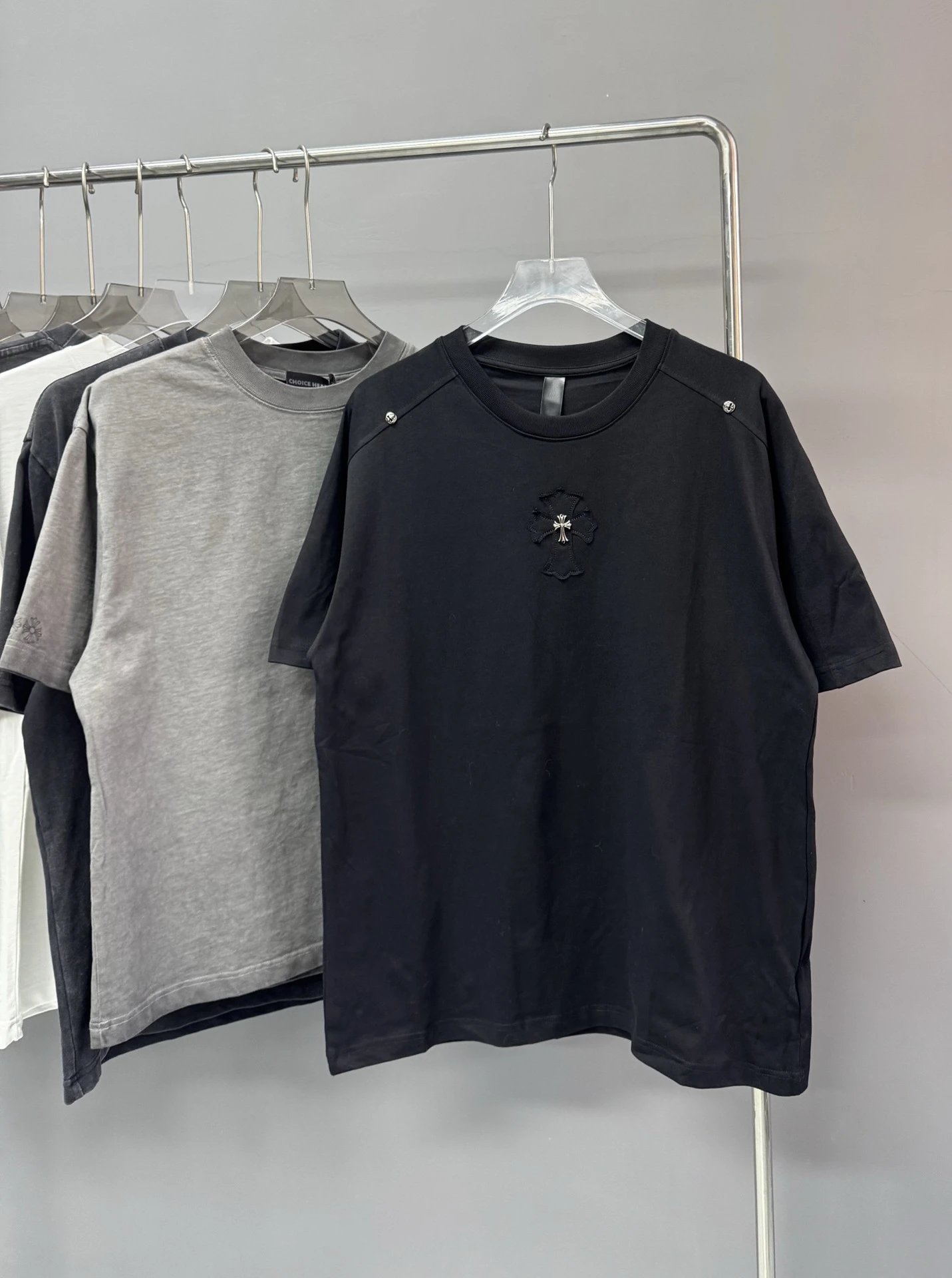 Chrome Hearts Cross American Street Style Black Short-sleeve T-shirt