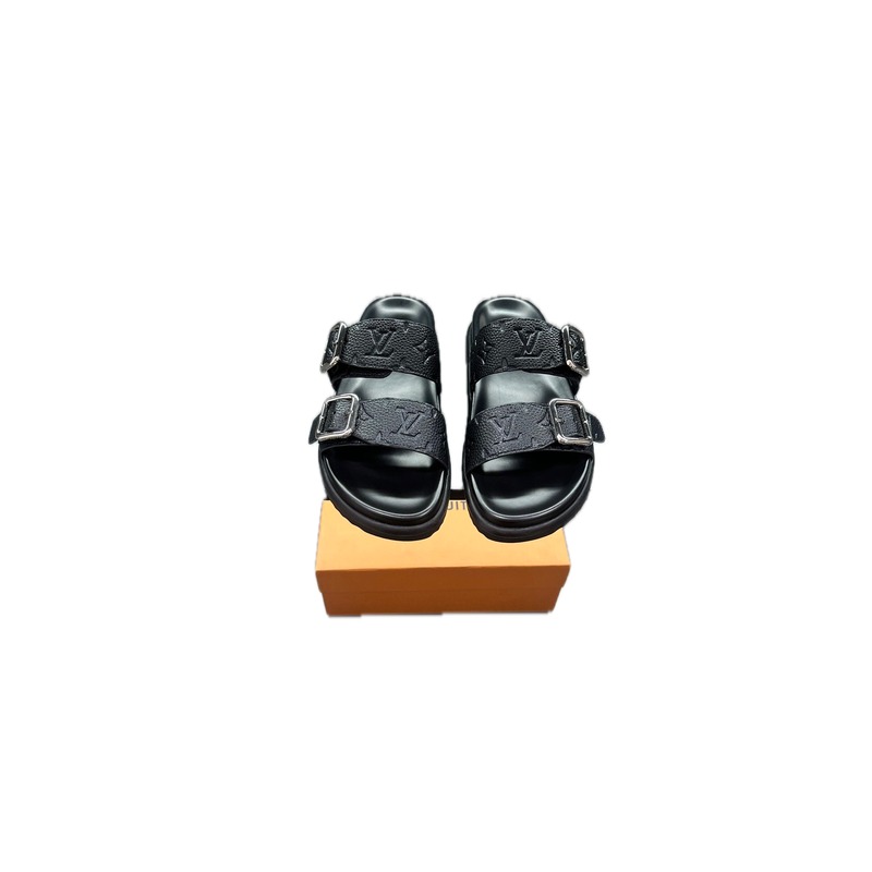 Louis Vuitton Classic Embossed Casual Style Black Slides