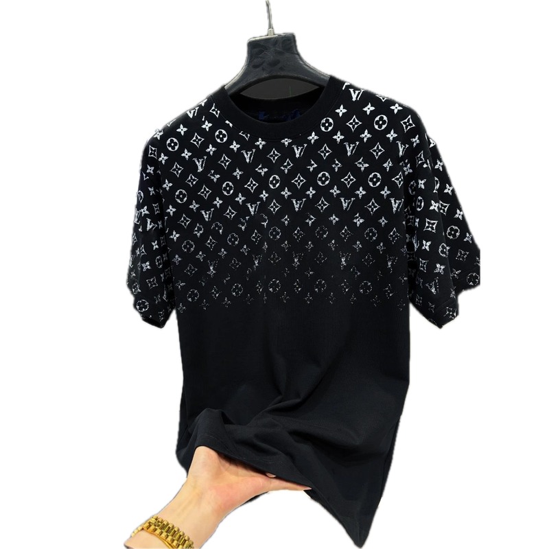 Louis Vuitton Trendy All-over Monogram Print Black T-Shirt