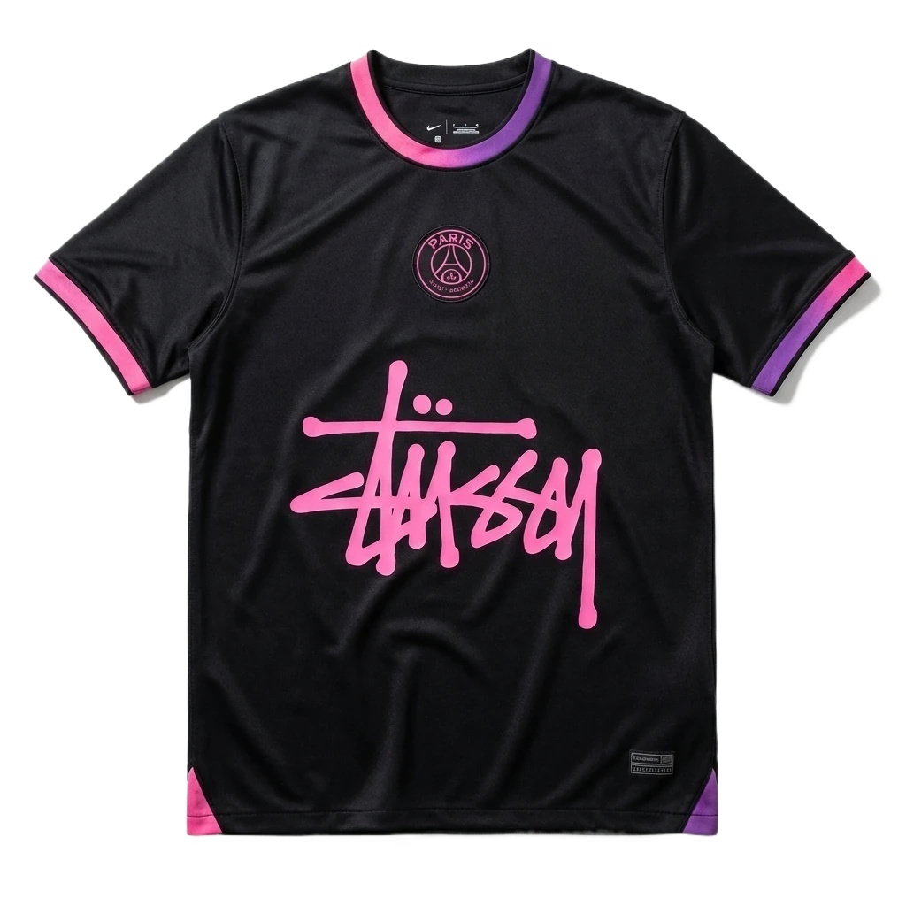 Stussy Co-branded Graffiti-style Black T-shirt