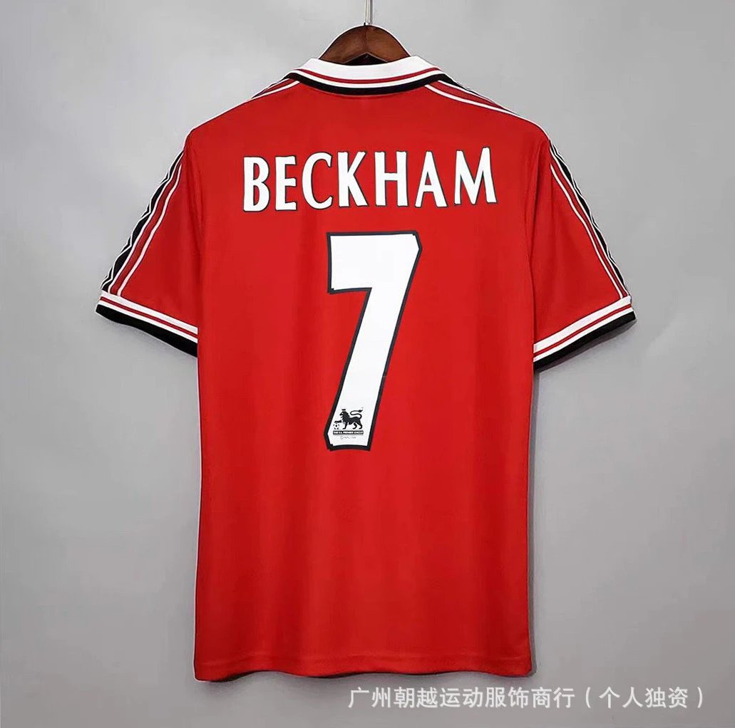 Manchester United Statement Beckham #7 soccer jersey White Black Retro for Outdoor Plans