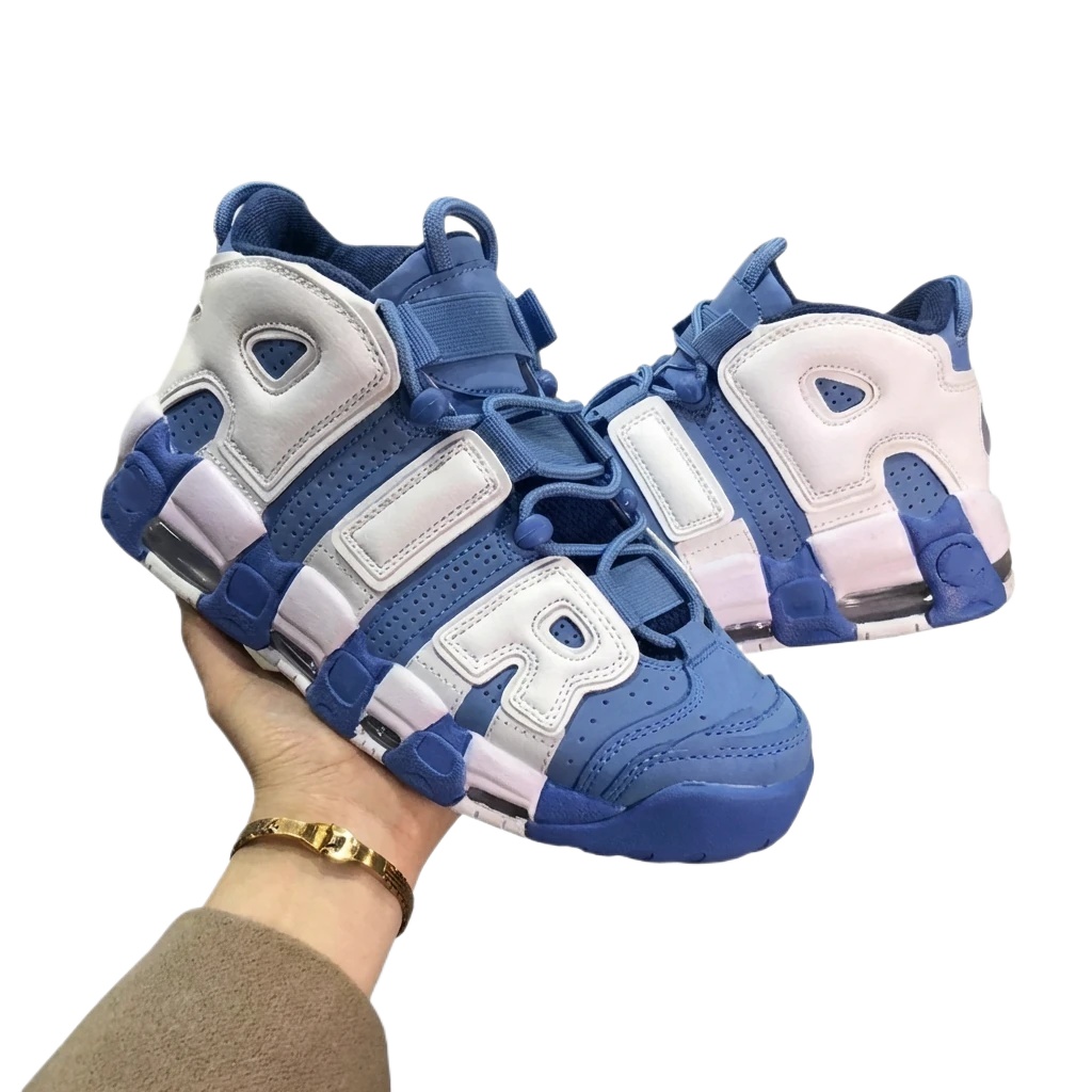 Nike Air More Uptempo Blue and White Athletic Shoes