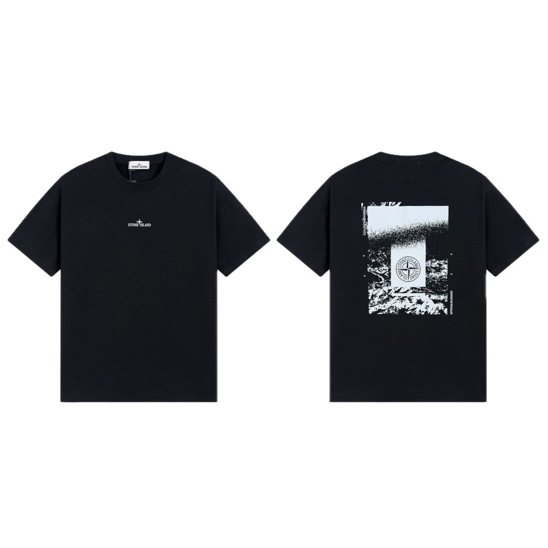 Stone Island Printed Functional Style Black Short Sleeve T-Shirt