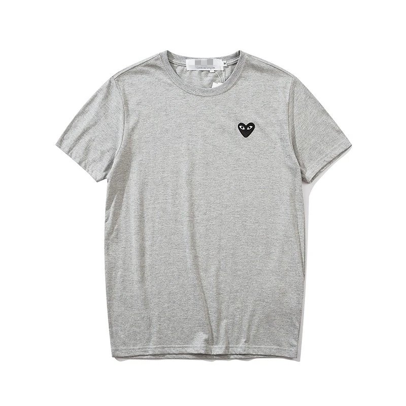 Comme des Garcons PLAY 2021-95 Gray Style 2195 Heart Logo T-Shirt Summer Styling