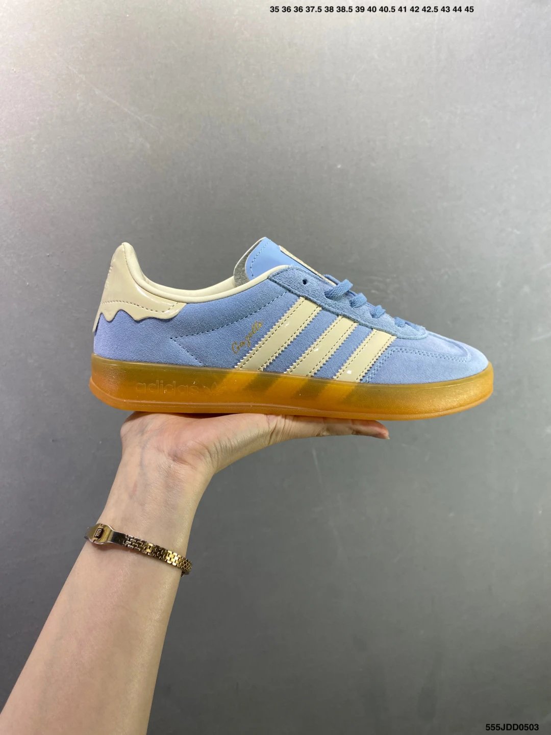 Adidas Light Blue and Yellow Low-Profile Sneakers Featuring Rounded Toe