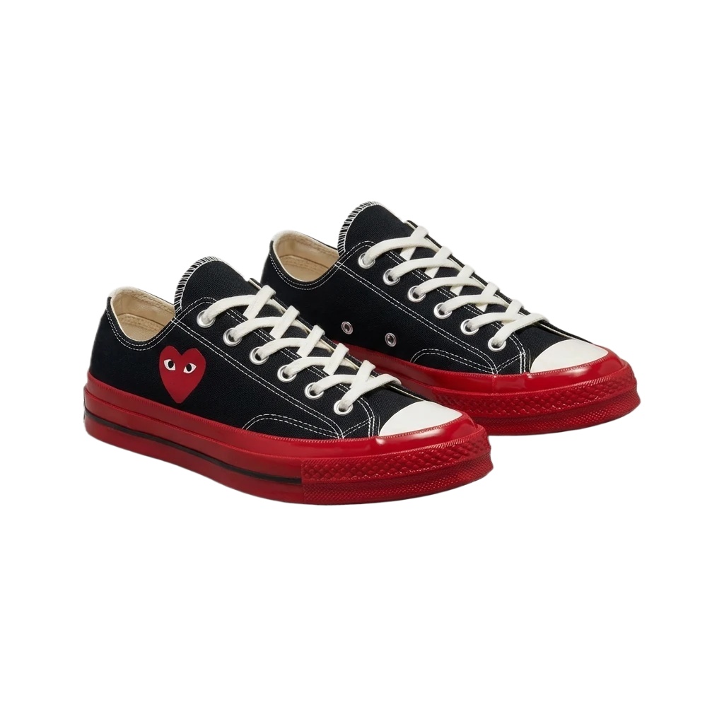 CDG Love Style Black and Red Canvas Shoes
