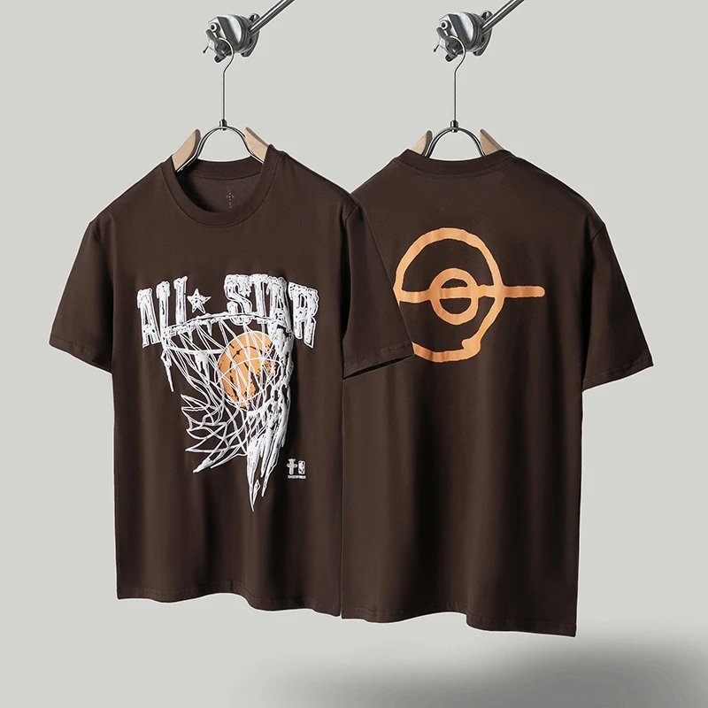 Travis Scott All-Star Street-style Basketball Brown T-Shirt