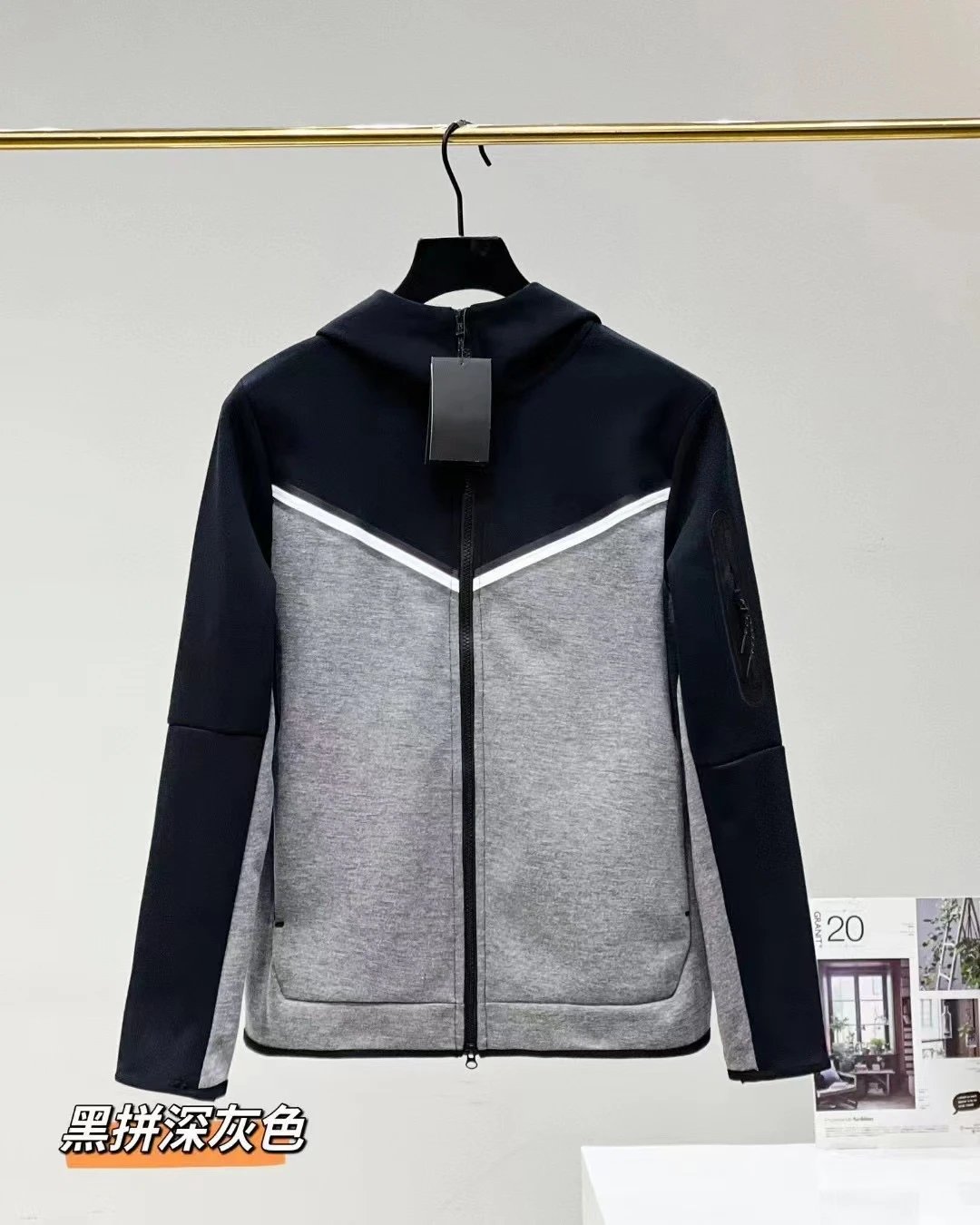 Relaxed White zip hoodie White Full Zip with Designer-Inspired Detail