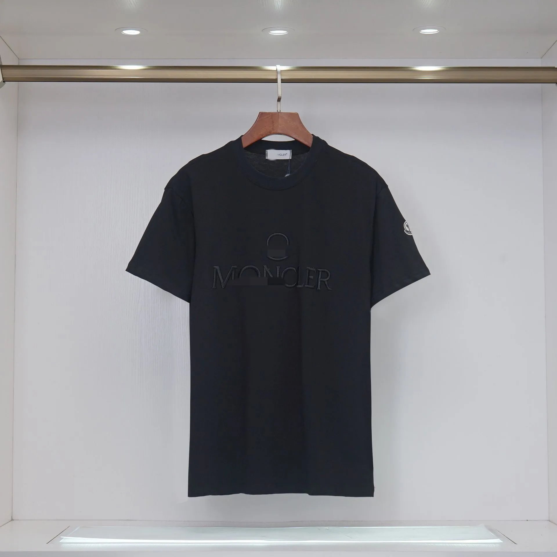 Moncler Embroidered Minimalist Style Black T-Shirt
