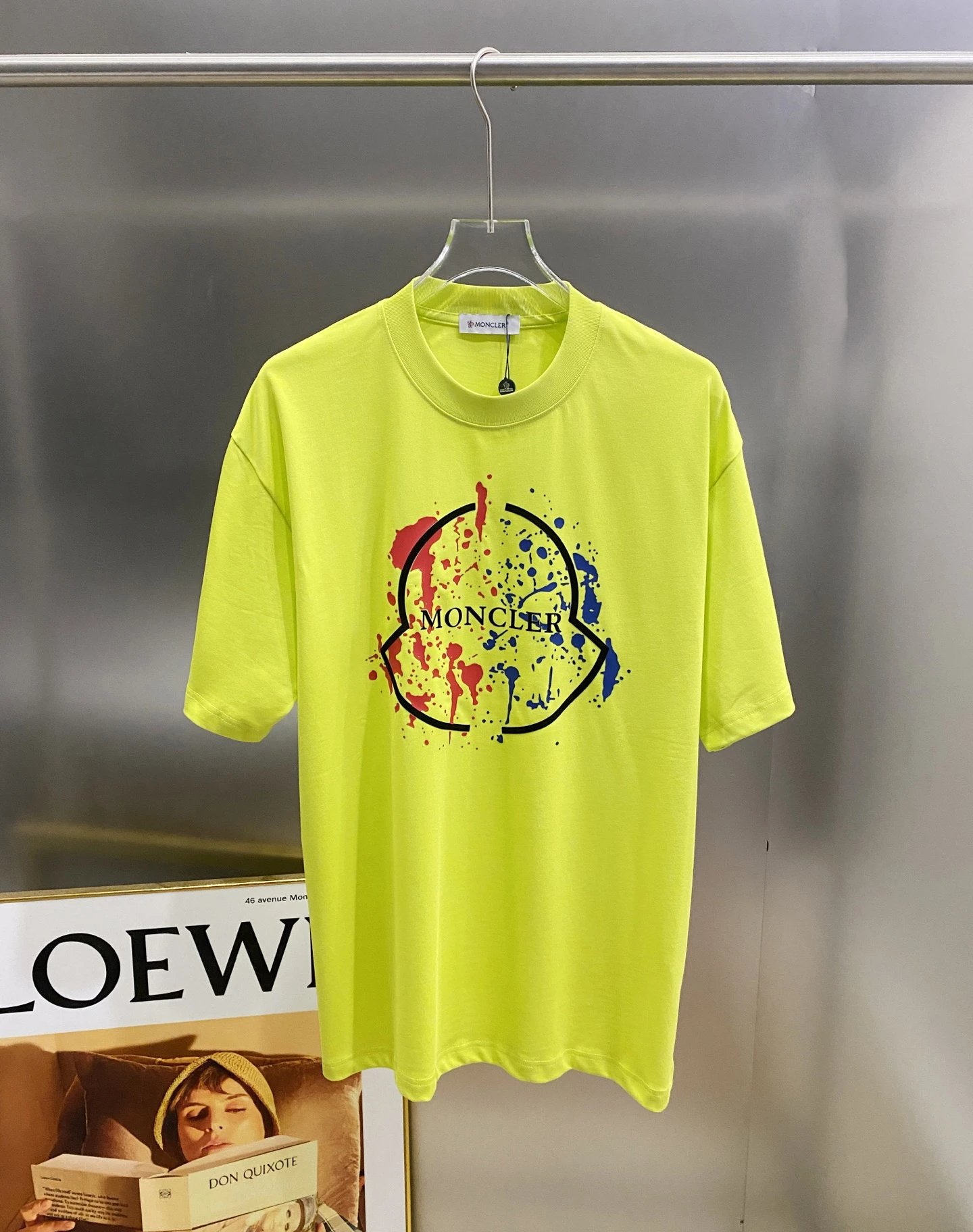 Moncler graffiti-style fluorescent green T-shirt