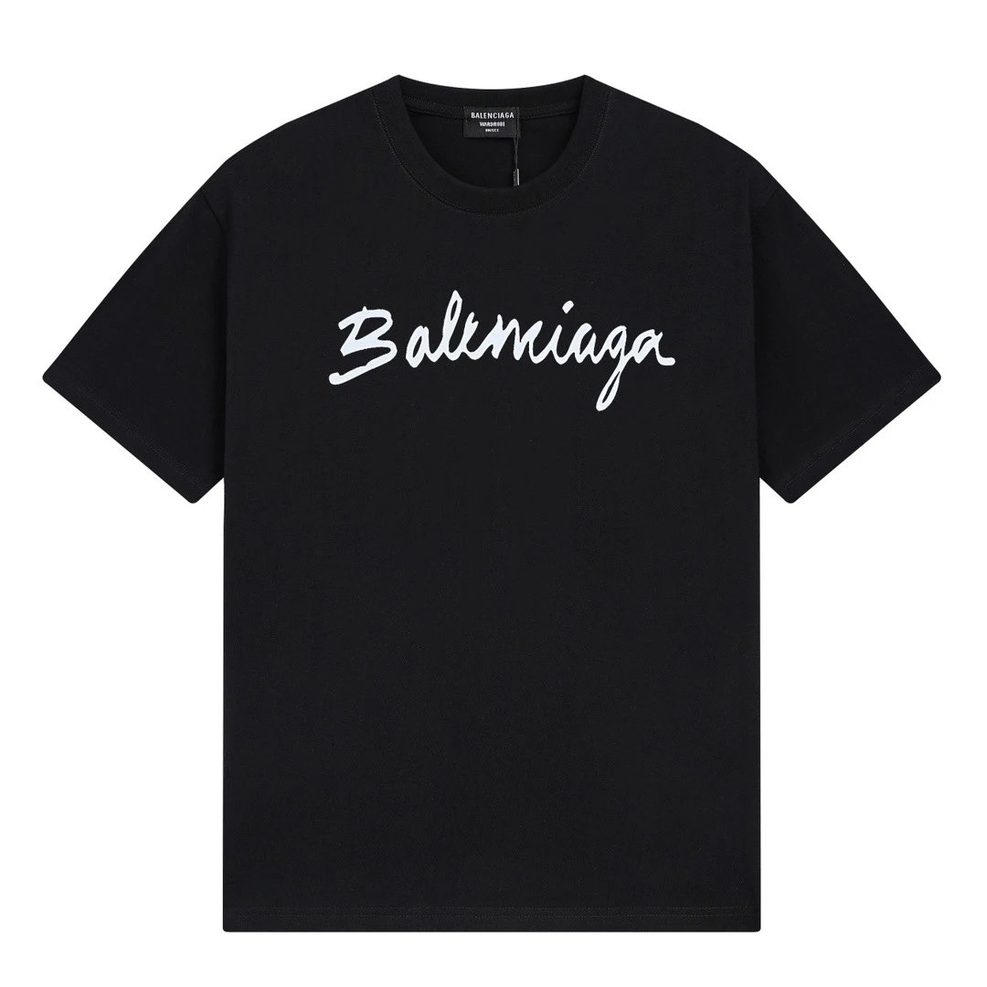 Balenciaga Handwritten Trendy Style Black T-shirt