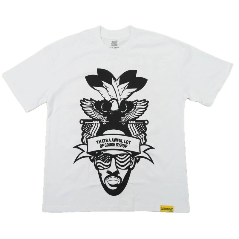 Awful Lot Portrait Print Street Style White T-Shirt