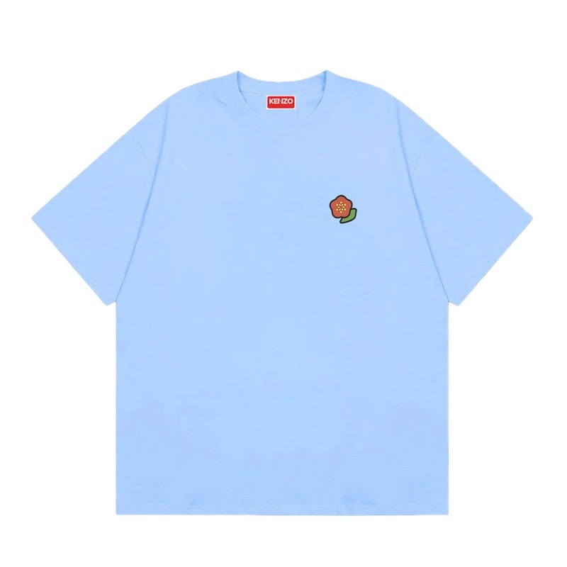 KENZO Embroidered Small Flower Casual Style Light Blue T-Shirt
