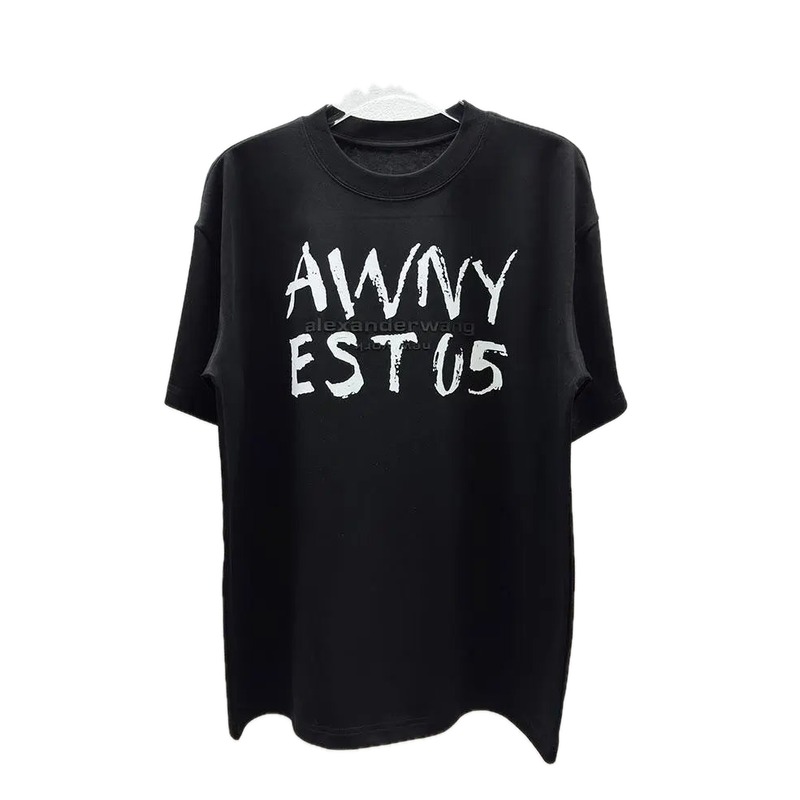 Alexander Wang Alphabet Street Style Black T-Shirt