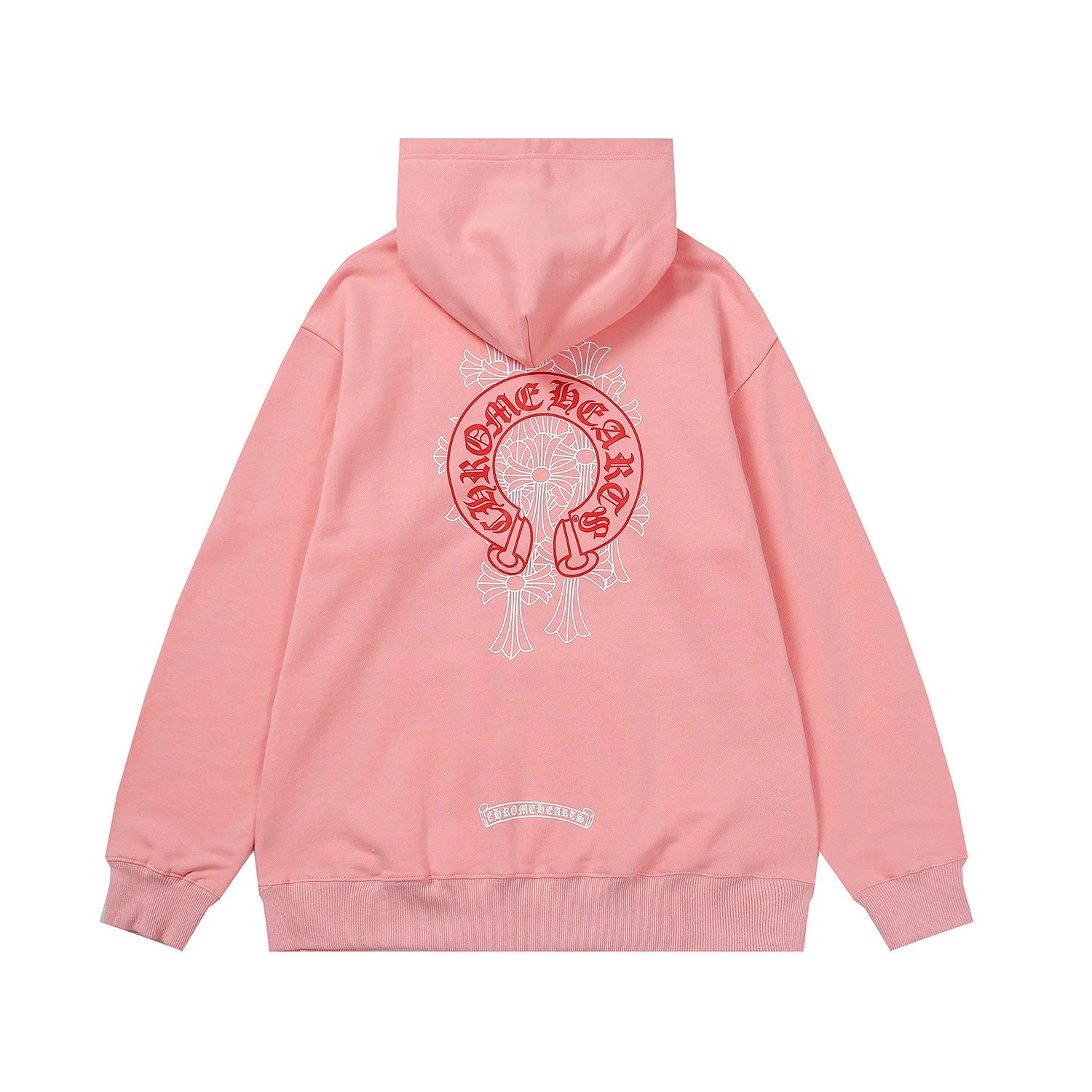 Chrome Hearts 2089-39 Pink Red Cross Graphic Hoodie Travel Pack