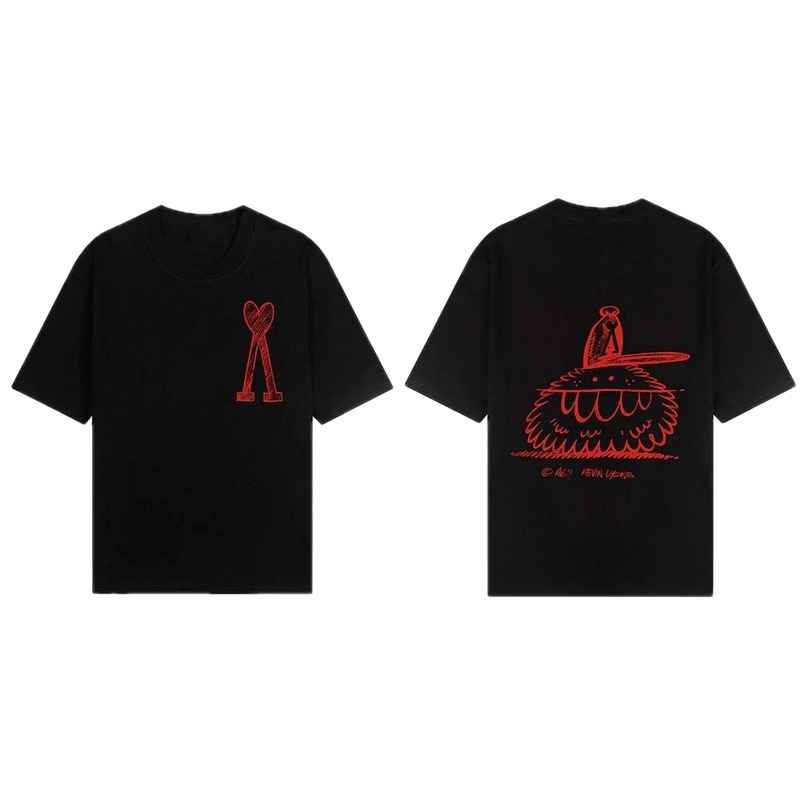AMI red printed short-sleeve T-shirt
