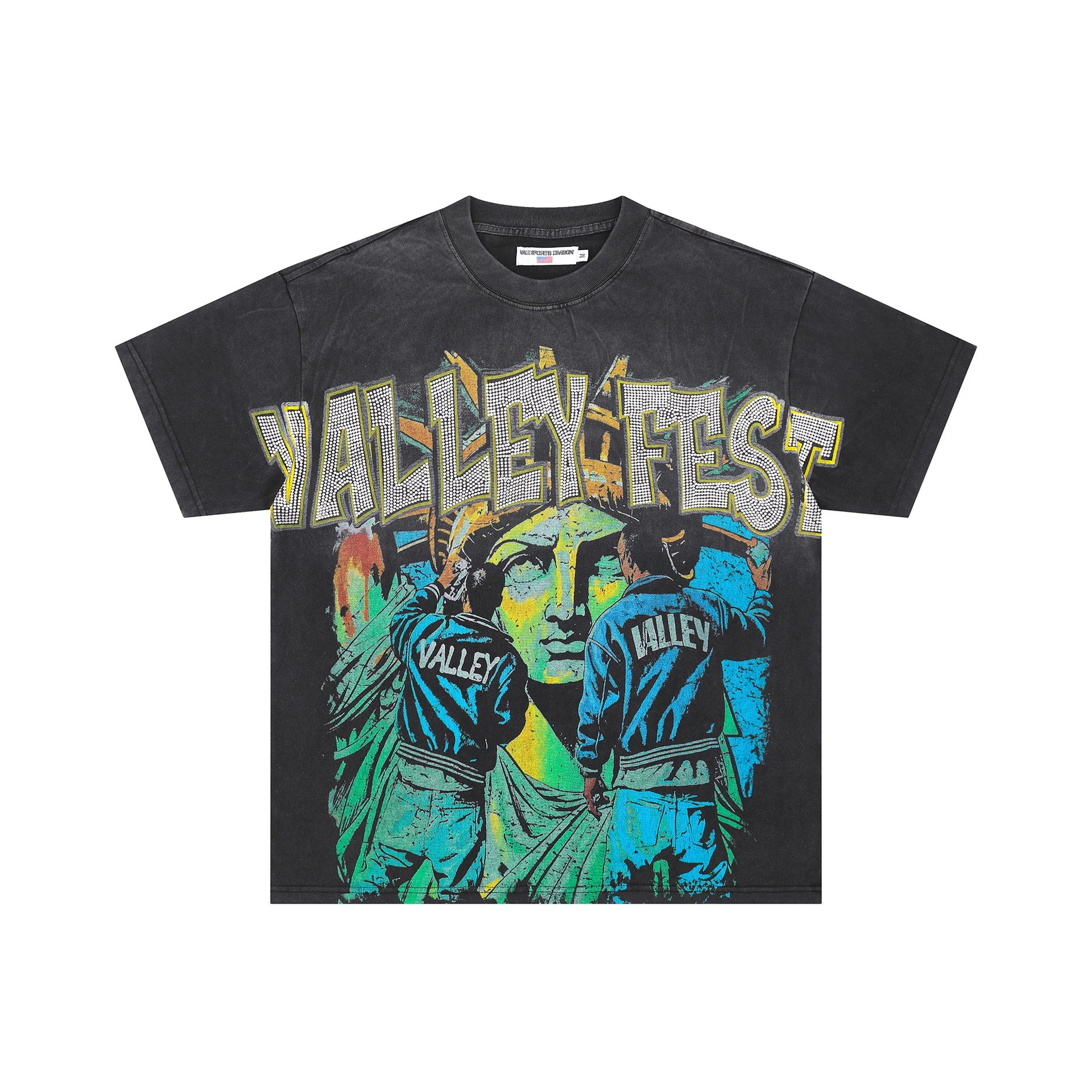 ValleyFest Vintage Street Distressed Black T-Shirt