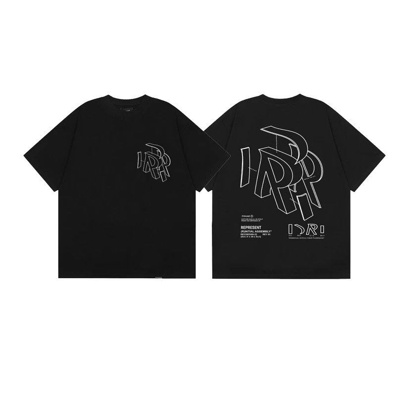 Represent Overlapping Logo Street Style Black T-Shirt