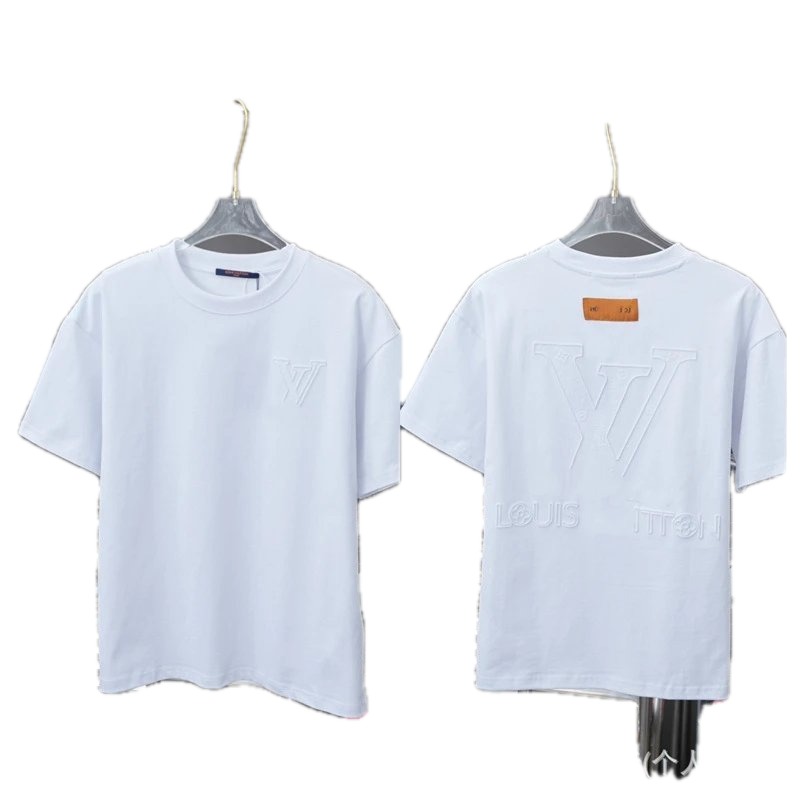 Louis Vuitton Embossed Minimalist Style White T-Shirt