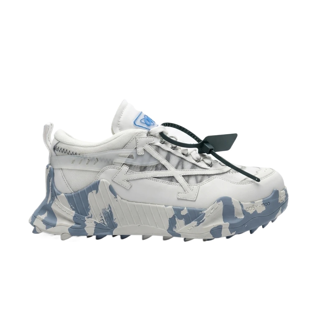 Off-White camouflage-style white and gray sports shoes