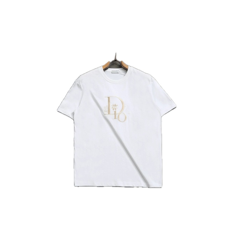 Dior Embroidered Light Luxury Style White T-Shirt