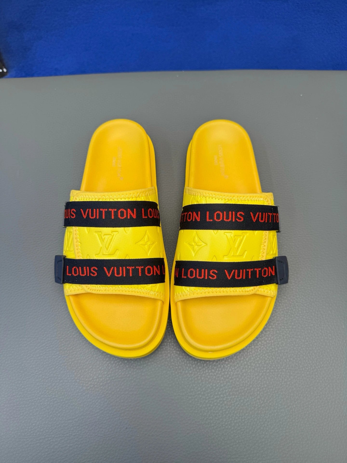 Louis Vuitton Classic Monogram Trendy Yellow Slide Sandals