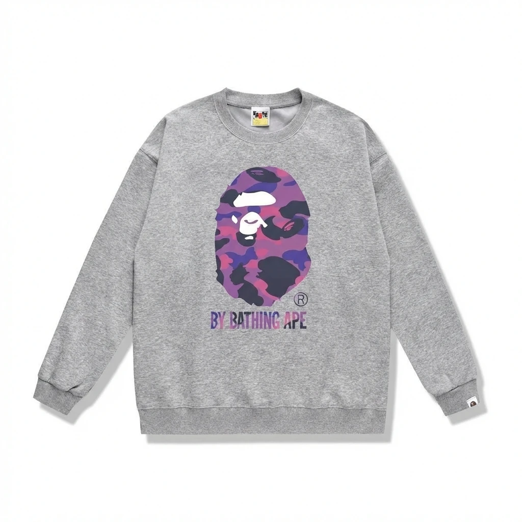 Bape camouflage-style grey sweatshirt