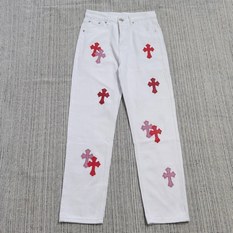 Chrome Hearts Casual Cross patch jeans White Jeans Black for Streetwear Looks