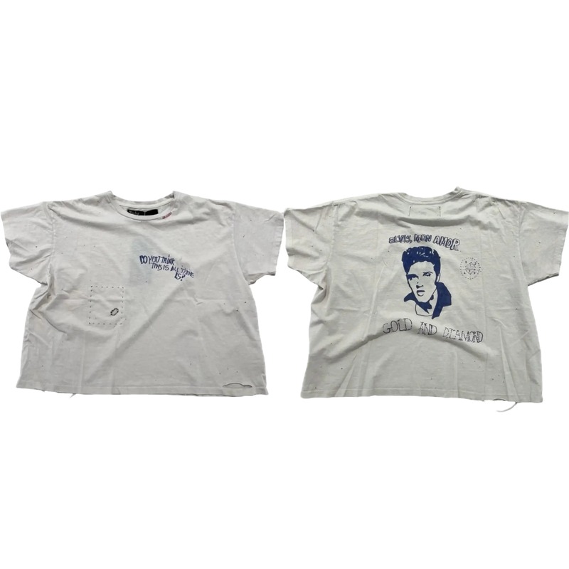 Paly Hollywood Elvis Vintage Distressed White T-Shirt
