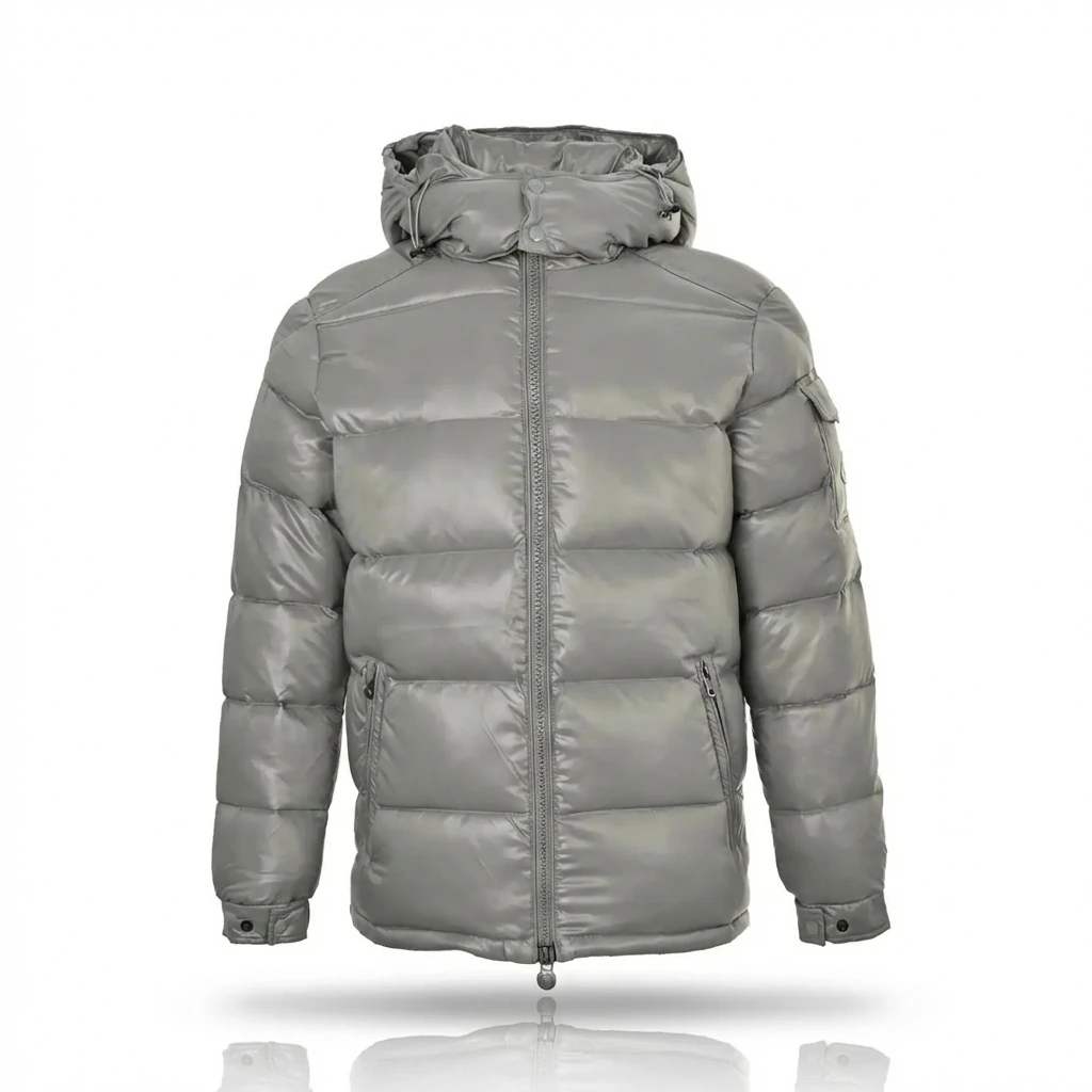 Moncler hooded fashionable grey down jacket