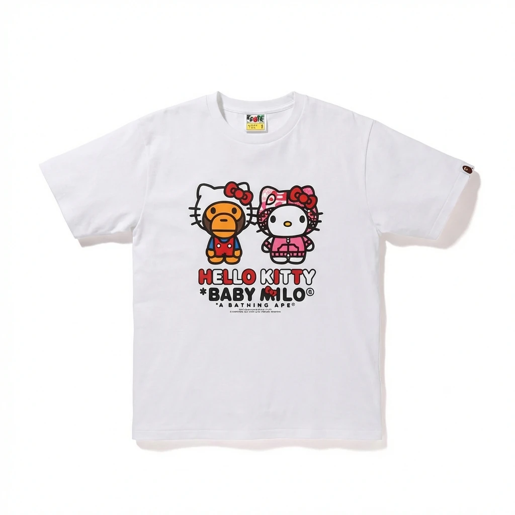 Bape Co-branded Cartoon Style White T-shirt