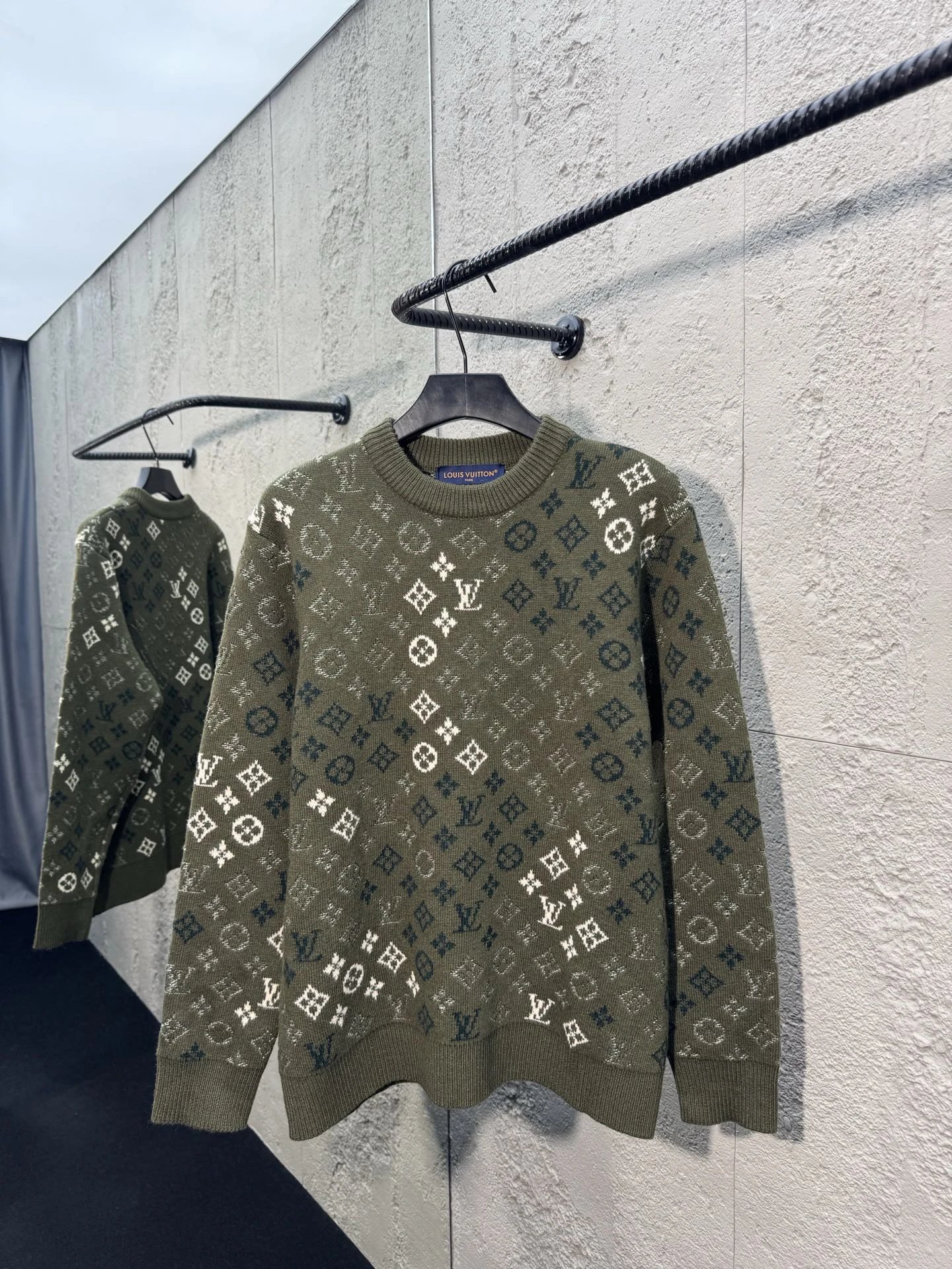 Green Monogram Knit Sweater with Louis Vuitton Knit Sweater with Soft Knit
