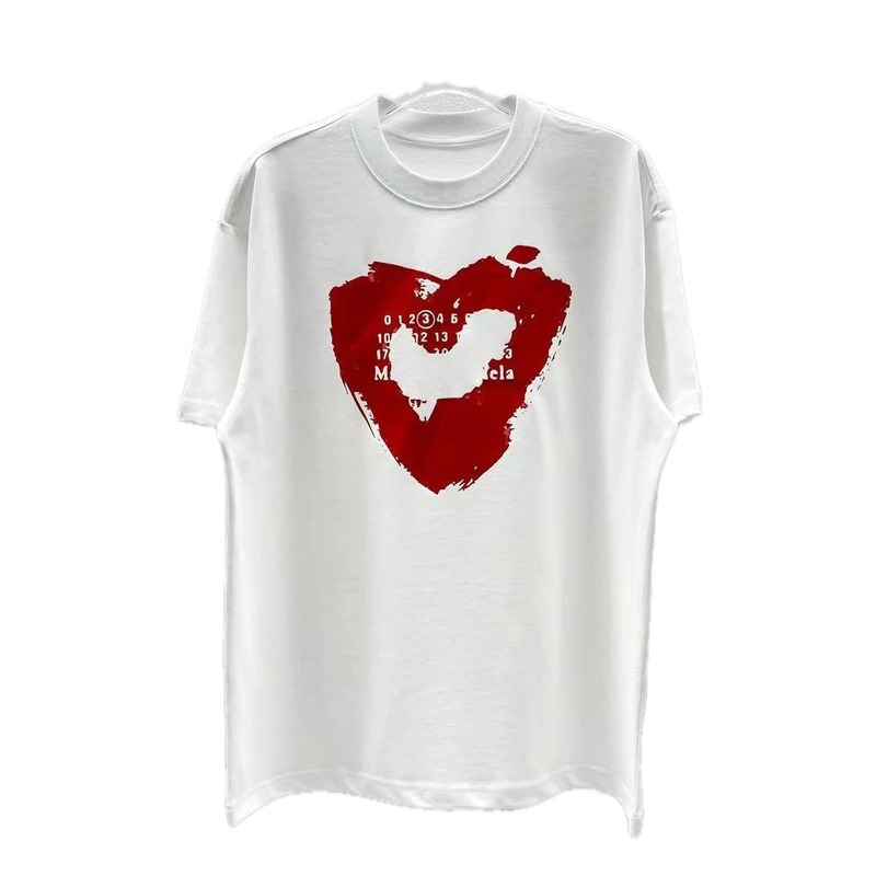 Maison Margiela Number & Heart Street Style White T-Shirt