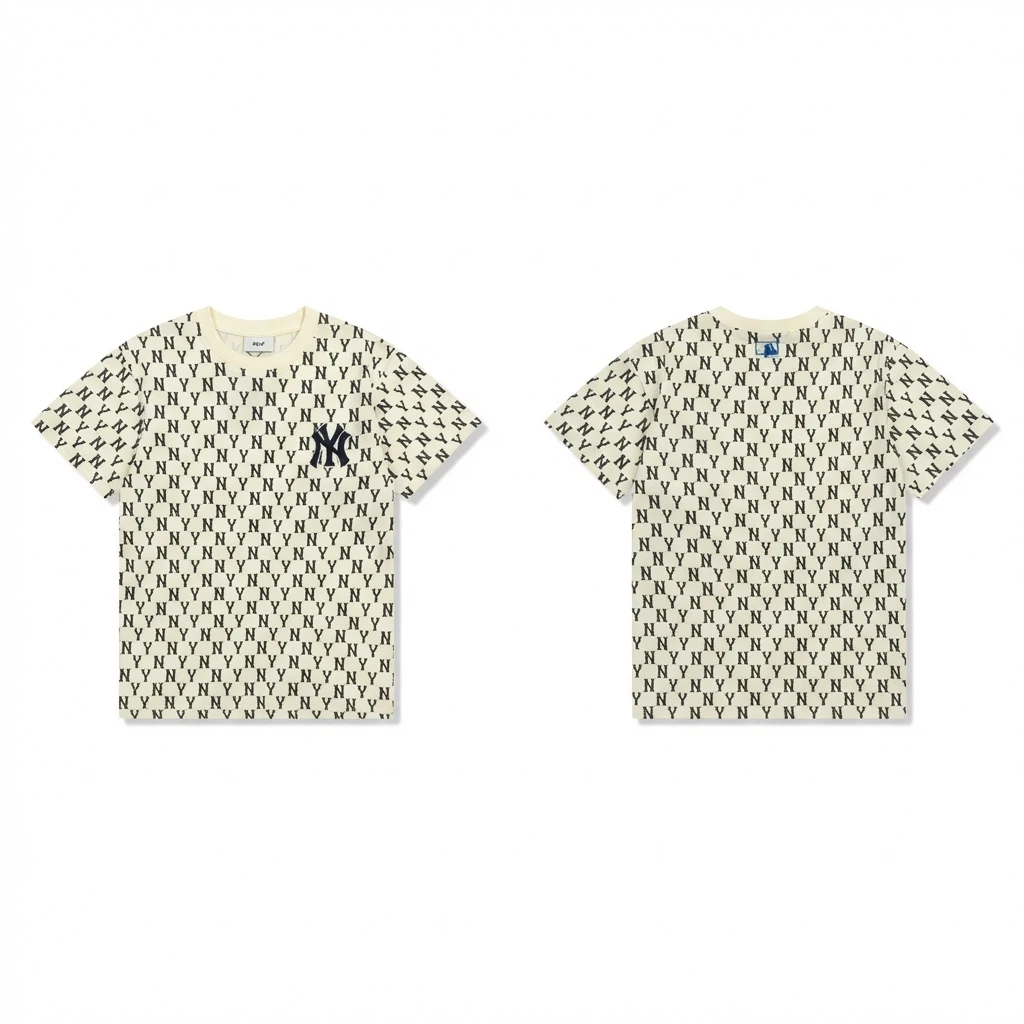 MLB full-print trendy style white T-shirt