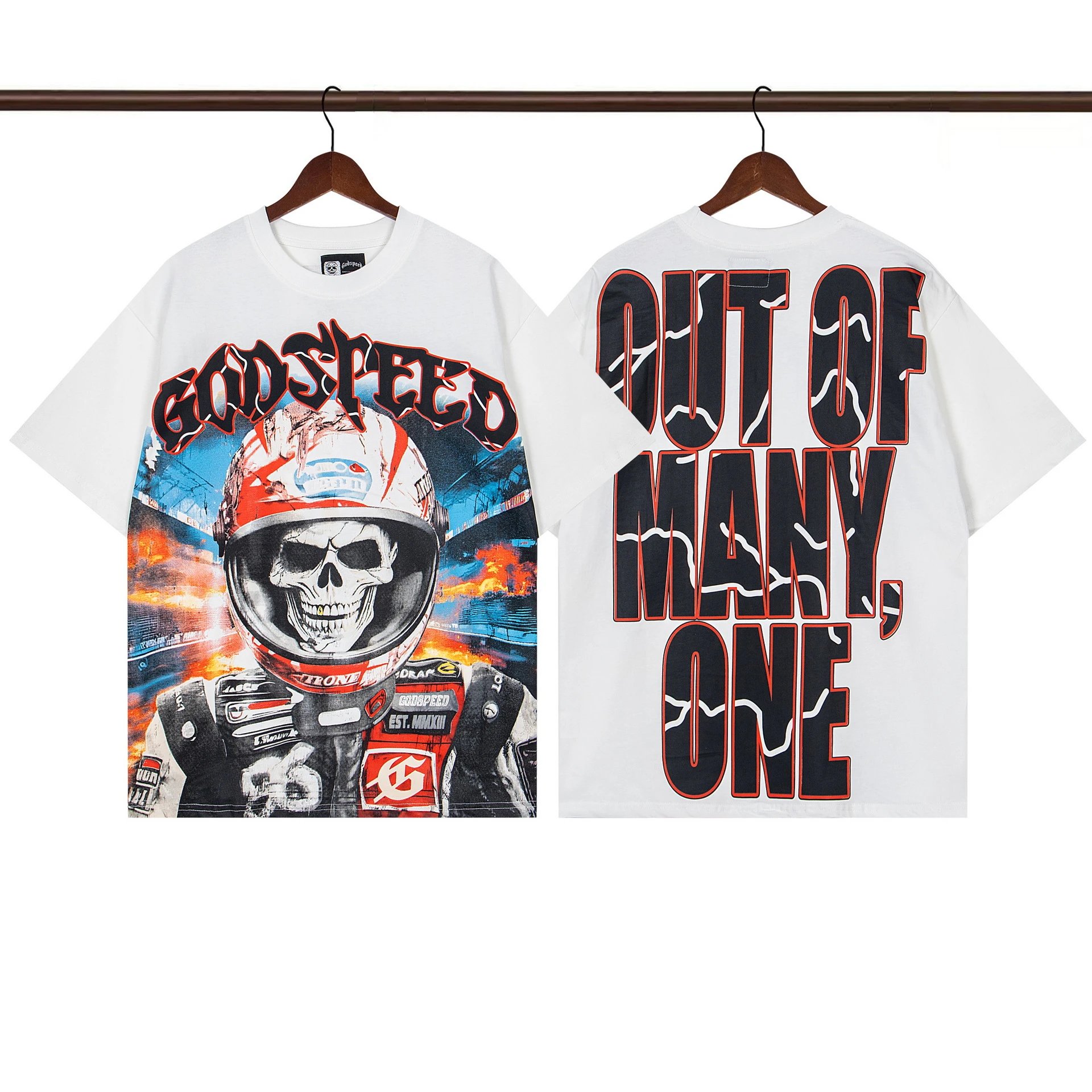 Godspeed Skull Racing Street Style White T-shirt
